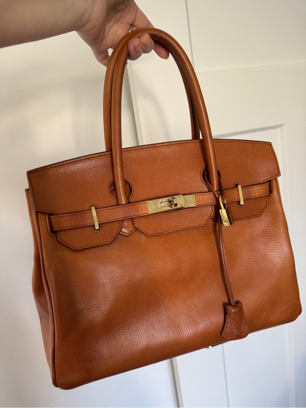 XXI SECOLO Vintage Italian Leather Birkin Style Satchel Camel Made in Italy
